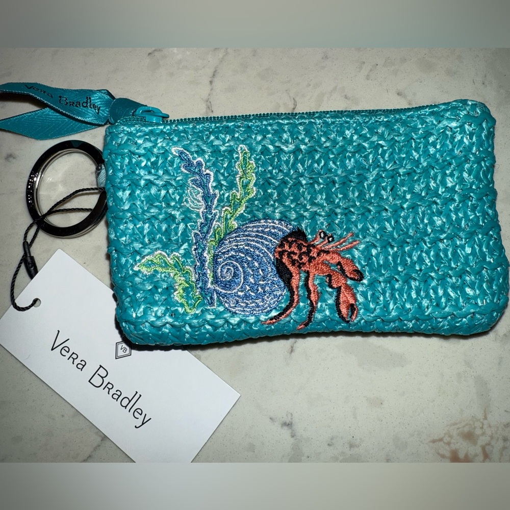 Vera Bradley Turquoise & Sea Animal ID Business Card Holder NWT